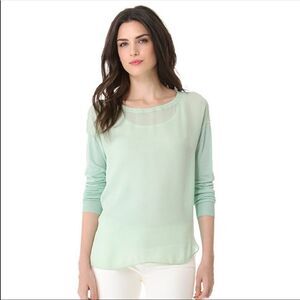 VINCE SILK LINEN MIXED LIGHTWEIGHT SWEATER TOP WOMENS SMALL PASTEL GREEN